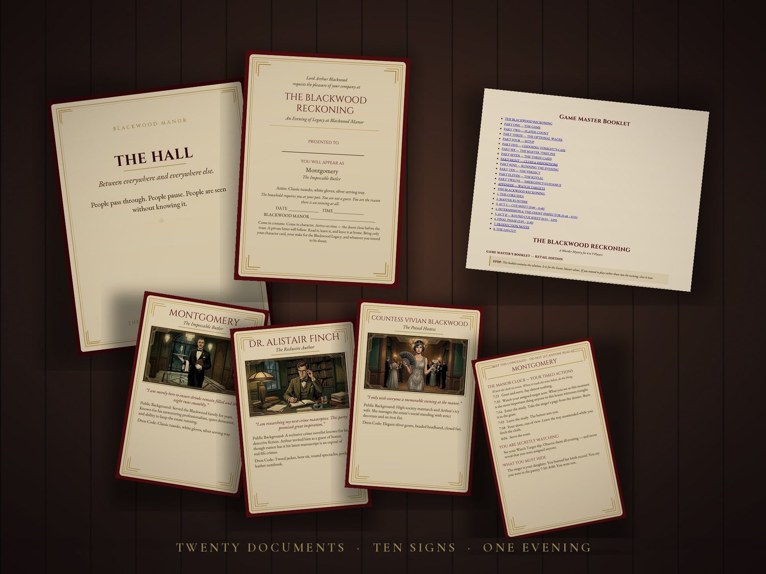 The Blackwood Reckoning printed set laid out on a table